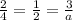 \frac{2}{4}=\frac{1}{2}=\frac{3}{a}