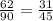 \frac{62}{90} = \frac{31}{45}