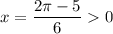 x=\dfrac{2\pi-5}{6}0