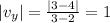 |v_y|=\frac{|3-4|}{3-2}=1