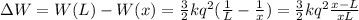 \Delta W=W(L)-W(x)=\frac{3}{2}kq^2(\frac{1}{L}-\frac{1}{x} )=\frac{3}{2}kq^2\frac{x-L}{xL}