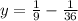 y=\frac{1}{9}-\frac{1}{36}