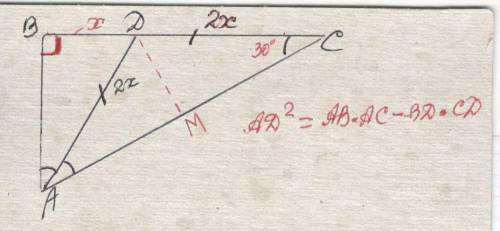 Биссектриса AD треугольника ABC равна отрезку DC, AC=2AB. Найдите величину угла ADB в градусах.