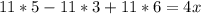 11*5-11*3+11*6=4x