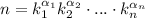 n=k_1^{\alpha _1}k_2^{\alpha _2} \cdot ... \cdot k_n^{\alpha_n