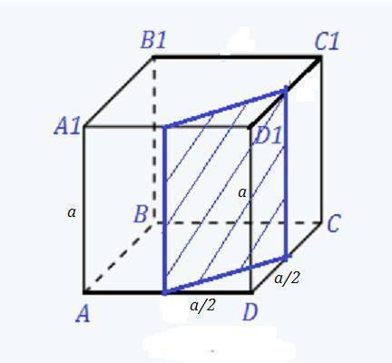 В клубе АВСДА1В1С1Д1через середину ребер Сд Ад С1Д1 А1Д1 проведена плоскость . Найти отношения объем