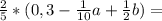 \frac{2}{5}*(0,3-\frac{1}{10}a+\frac{1}{2}b)=