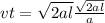 vt = \sqrt{2al}\frac{\sqrt{2al} }{a}