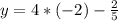 y=4*(-2)-\frac{2}{5}