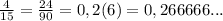 \frac{4}{15} = \frac{24}{90} = 0,2(6) = 0,266666...