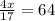 \frac{4x}{17} =64