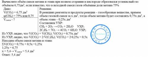 Вычислите объём смеси метана и этана при полном сгорании в кислороде образовался углекислый газ объё