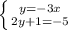 \left \{ {{y=-3x} \atop {2y+1=-5}} \right.