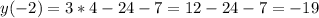 y(-2) = 3*4 - 24 - 7 = 12-24-7 = -19