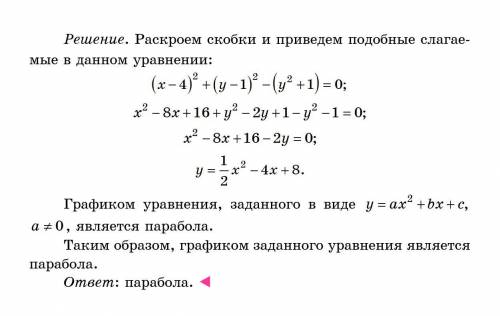 Какая фигура является графиком уравнения (х-4)²+(у-1)²-(у²+1)=0​