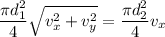 \displaystyle \frac{\pi d_1^2}{4}\sqrt{v_x^2+v_y^2}=\frac{\pi d_2^2}{4}v_x