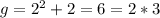 g=2^2+2=6=2*3