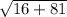 \sqrt{16+81}