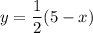 {\displaystyle y=\frac{1}{2}(5-x) }