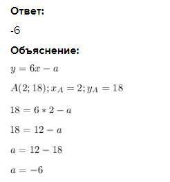 Графік функції у = 6x — а проходить через точку А(2; 18).Знайдіть значення а.​