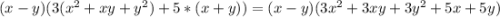 (x-y)( 3(x^2+xy+y^2)+5*(x+y) )=(x-y)(3x^2+3xy+3y^2+5x+5y)