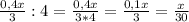 \frac{0,4x}{3}:4= \frac{0,4x}{3*4}=\frac{0,1x}{3}=\frac{x}{30}