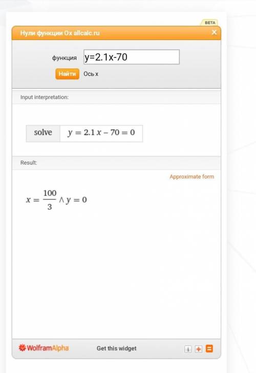 У=2.1х-70. 3)Найдите нули функции