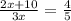 \frac{2x+10}{3x} =\frac{4}{5}