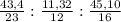 \frac{43,4}{23} :\frac{11,32}{12} :\frac{45,10}{16}