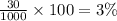 \frac{30}{1000} \times 100 = 3\% \\