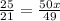 \frac{25}{21}=\frac{50x}{49}