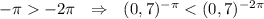 -\pi -2\pi \ \ \Rightarrow \ \ (0,7)^{-\pi}