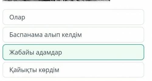 Мәтіннен суреттің анықтамасы болатын сөз тіркесін анықта. Баспанама алып келдім Олар Қайықты көрдім