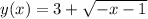 y(x)=3+\sqrt{-x-1}