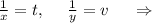 \frac{1}{x}=t,\ \ \ \ \frac{1}{y}=v\ \ \ \ \Rightarrow