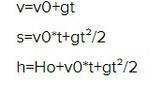 По кинематическим уравнениям заполнить соответствие уравнений для свободного падения в таблице Движе