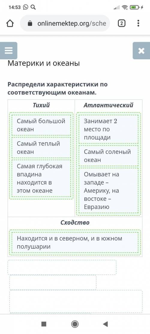 Распредели характеристики по соответствующим океанам. Тихий Атлантический Сходство Занимает 2 место