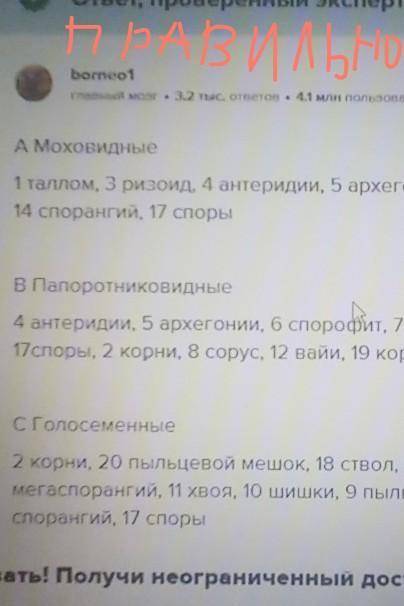 2 (b) Определите органы, характерные для нижеперечисленных групп растений: A). ЦветковыеБ) Водоросли