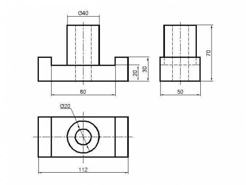 Нарисуйте вид с верху, вид с боку и главный вид ​