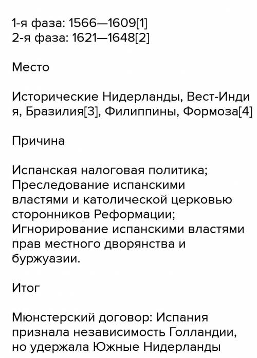 «Освободительное движение в Нидерландах (1566-1609)» ГОДЫ; КЛЮЧЕВЫЕ СОБЫТИЯ; УЧАСТНИКИ; ИТОГИ, ЗНАЧЕ