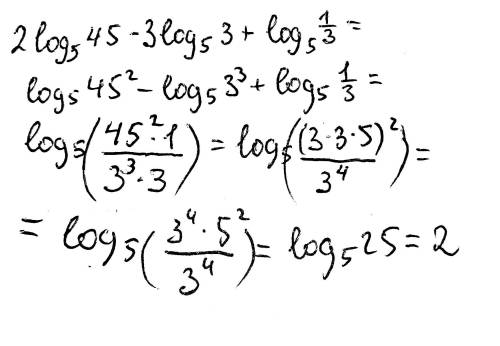 2 log5 45 - 3 log5 3 + log5 1/3