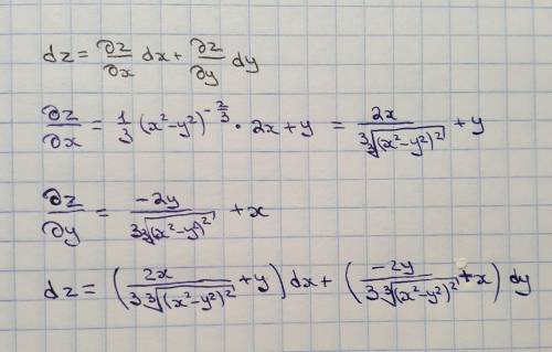 Найти полный дифференциал функции z=f(x, y).