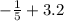 - \frac{1}{5} + 3.2