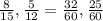 \frac{8}{15},\frac{5}{12} = \frac{32}{60},\frac{25}{60}