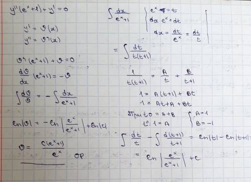 Найти решение уравнения высшего порядка y''(e^+1)+y'=0