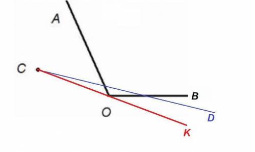 Дан угол АОВ и точка С, не лежащая в его внутренней области. а) Постройте луч СД, который пересекал