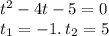 {t}^{2} - 4t - 5 = 0 \\ t_{1} = - 1. \: t_{2} = 5