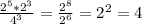 \frac{2^5*2^3}{4^3} = \frac{2^8}{2^6} = 2^2 = 4