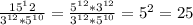 \frac{15^12}{3^{12}*5^{10}} = \frac{5^{12}*3^{12}}{3^{12}*5^{10}} =5^2=25