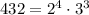 432=2^4\cdot3^3